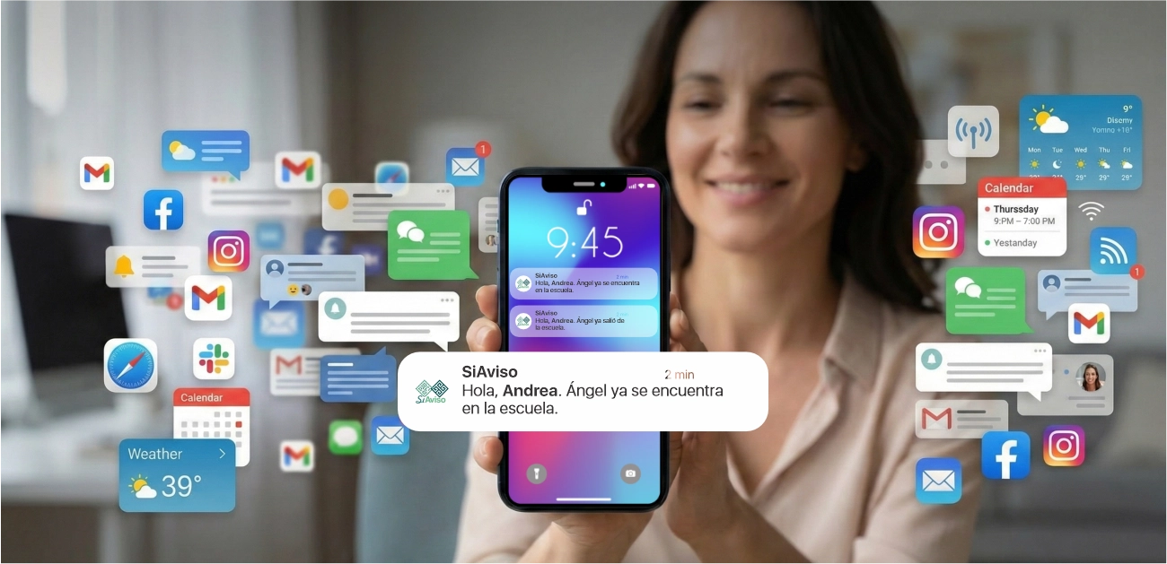Pantalla principal de la aplicación SiAviso: sistema de asistencia y notificaciones escolares en tiempo real