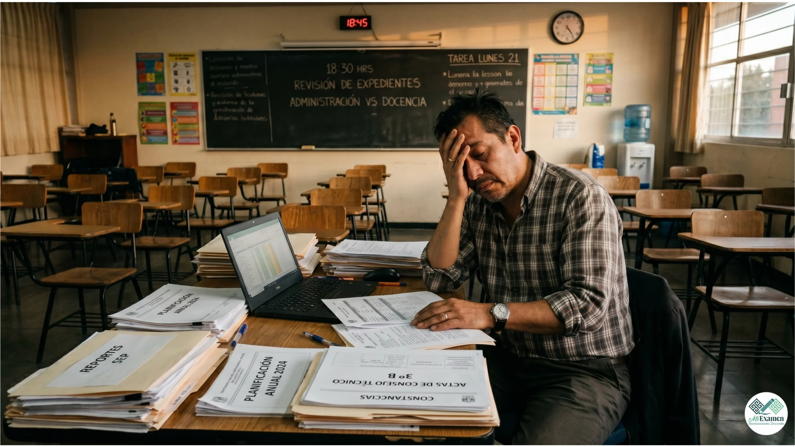 Docente exhausto por carga administrativa