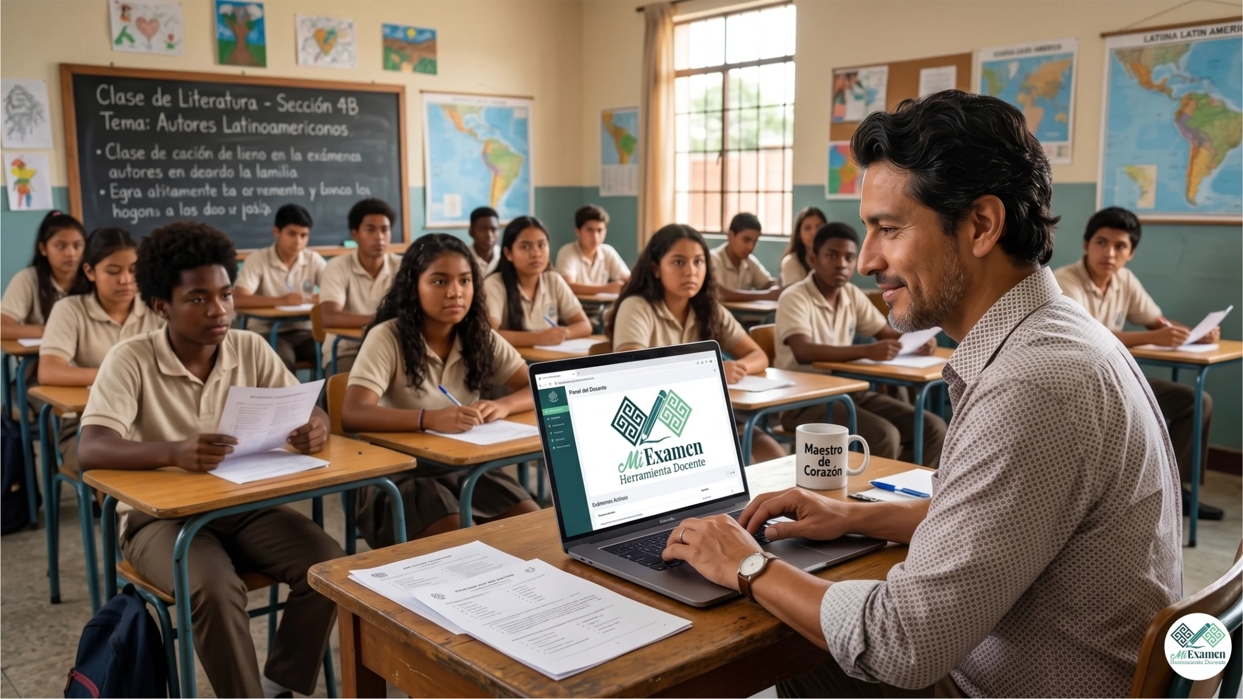 Docente usando plataforma MiExamen